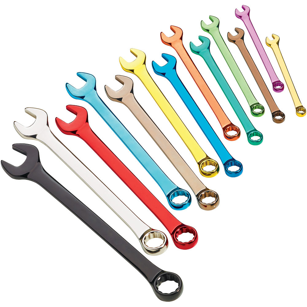 Clarke PRO337 13 Piece Colour Coded Metric Combination Spanner Set ...