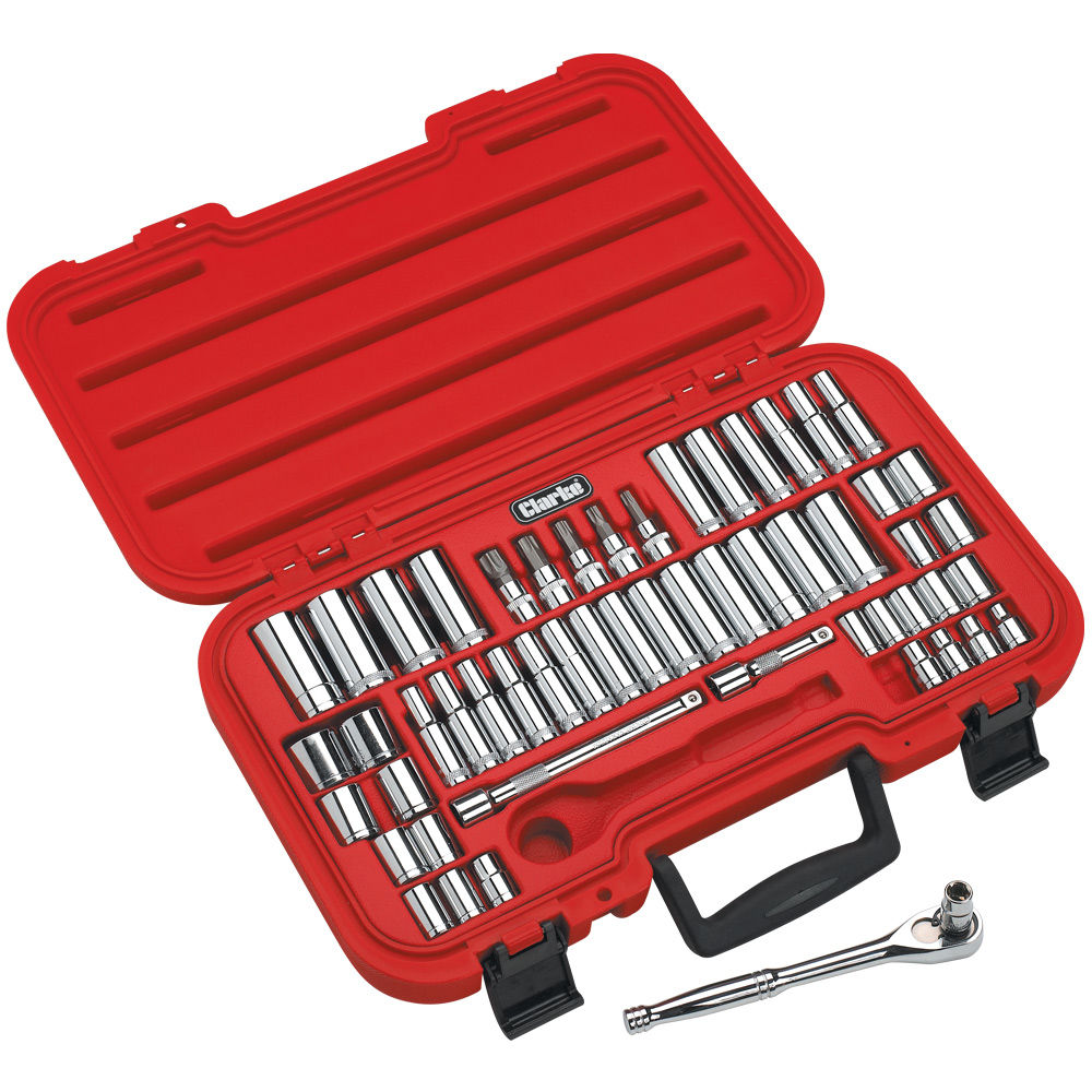 Clarke PRO349 3 8 Drive Imperial Metric 55 Piece Socket Set