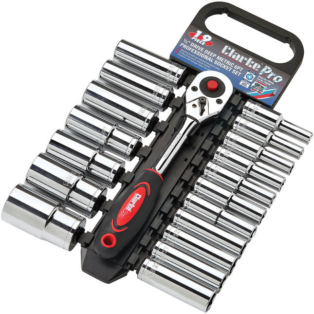 Clarke PRO390 19 Piece ½" Deep Drive 6 Point Metric Socket Set