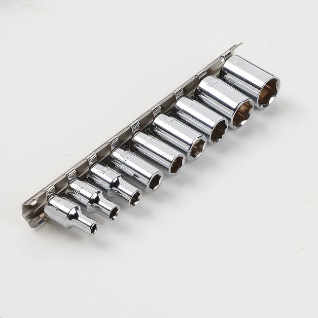 Clarke PRO416 9 Piece 1/4" Drive Socket Set on Clip - Metric