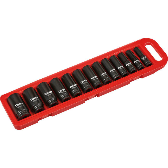 Clarke CIS12/13  1/2"D Deep Impact Metric Socket Set - 13 pc