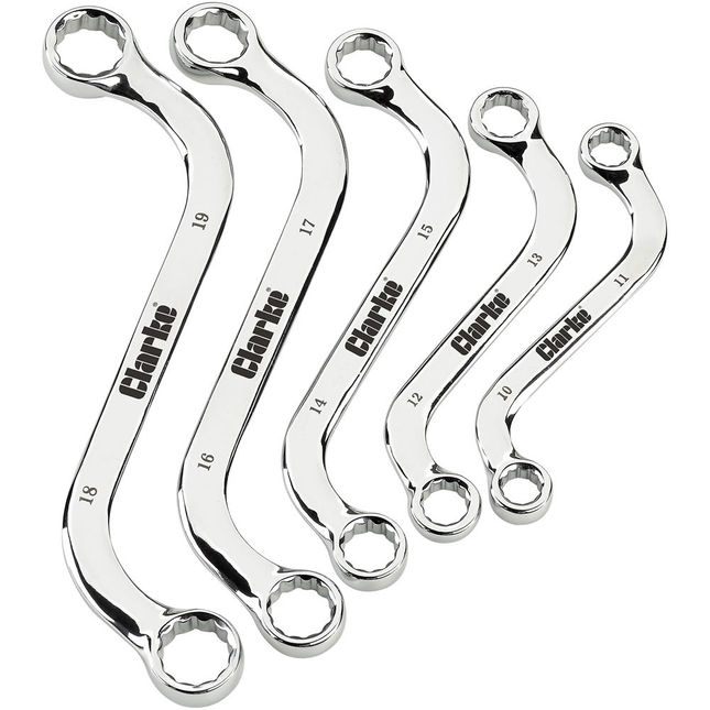 Clarke CHT809 5 piece 10 - 19mm S-Type Ring Spanner Set 