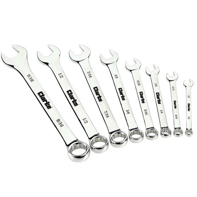 Clarke CHT817 8 piece Whitworth Combination Spanner Set
