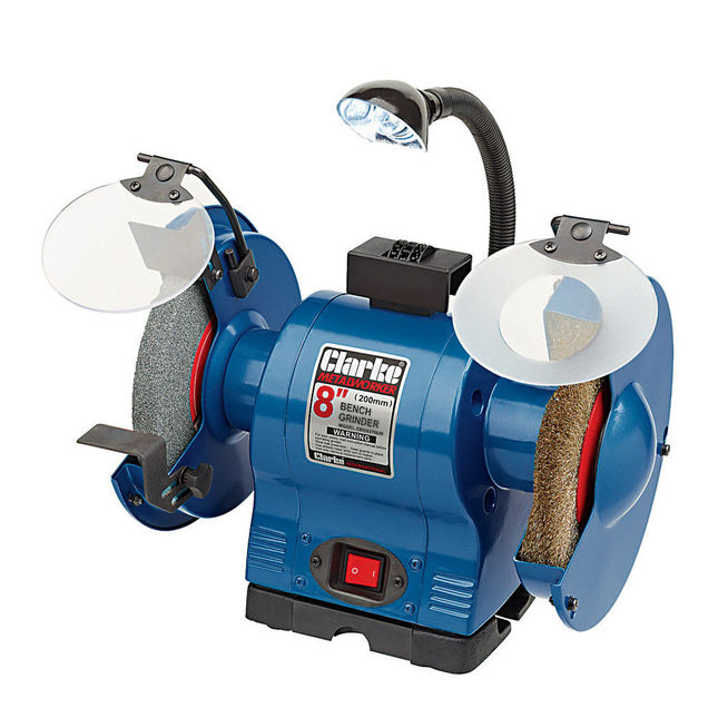 Clarke CBG8370LW 200mm Bench Grinder with Lamp & Wire Wheel (230V)