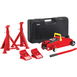 Clarke CGLK1 5-Piece 2 Tonne Trolley Jack, Chock and Axle Stand Set (1T per stand)