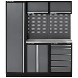 Clarke COMBGSM02 Modular Storage System 11 Piece Package Stainless Steel Worktops