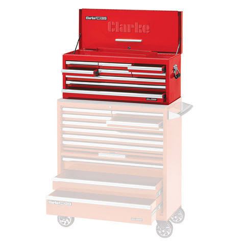 Clarke CBB309DFC Large 9 Drawer Tool Chest with Front Cover - Red ...